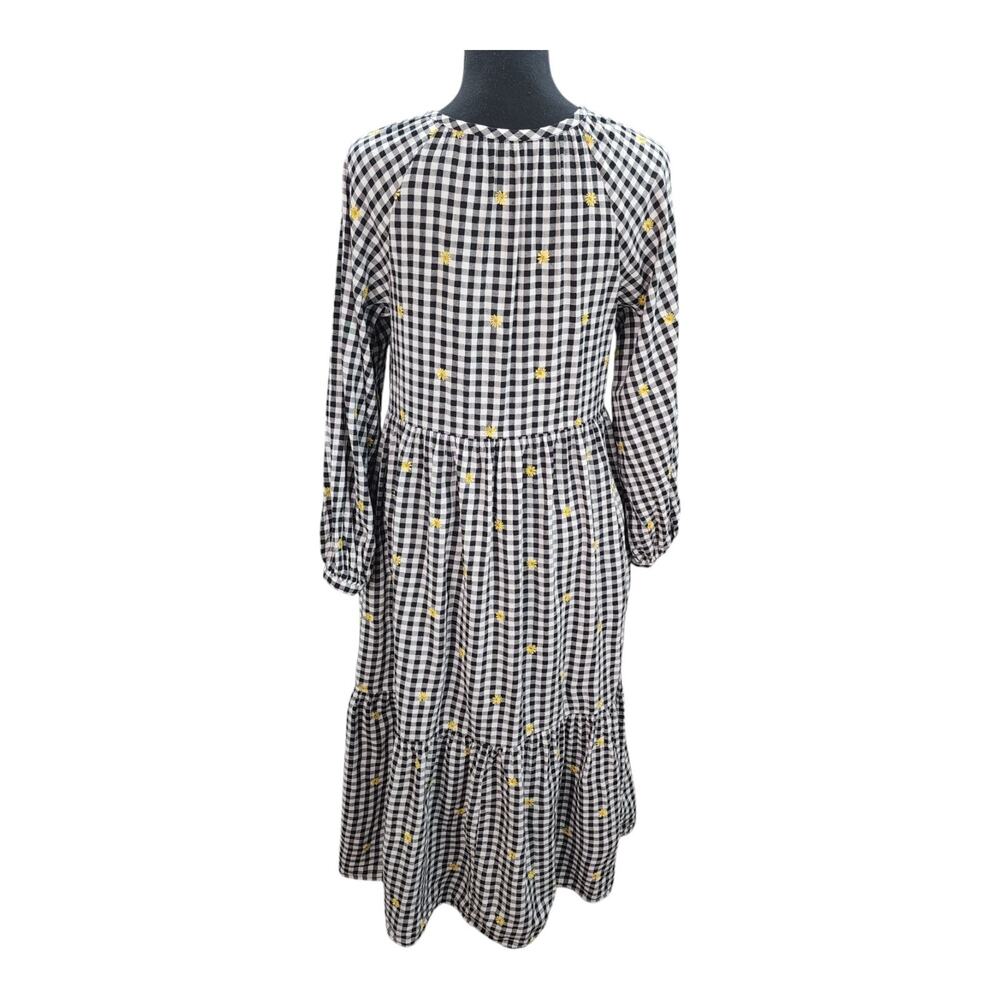 Old Navy Gingham Midi Dress Women’s Small Black White Daisy Cottagecore Country - Picture 4 of 16